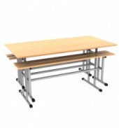 Стол обеденный шестиместный с двумя скамьями